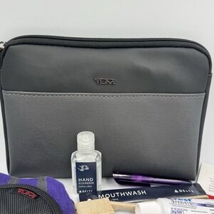 Tumi Delta Amenity Travel Pouch Cosmetic Beauty Bag Toiletries Gray Black First